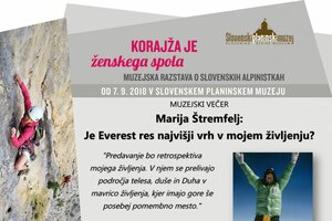 18. januar ob 18. uri: Marija Štremfelj: Je Everest res najvišji vrh v mojem življenju?; SPM