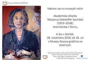 28. november ob 18. uri: muzejski večer; Muzej Kosova graščina